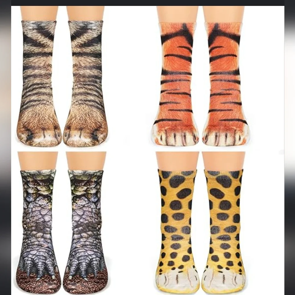3D Animal Tigar print realistic socks, OS, (2‎ PAIR)